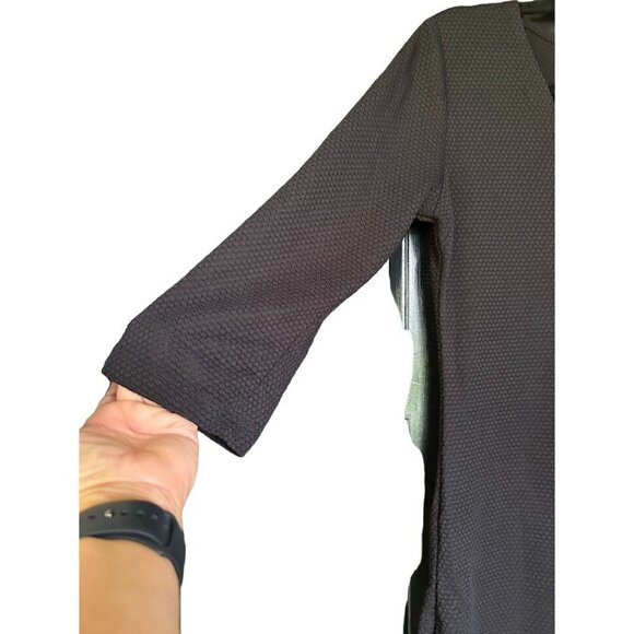 J. Valdi Black Swimsuit Coverup Small Textured V-Neck‎ 3/4 Sleeve - Picture 7 of 8